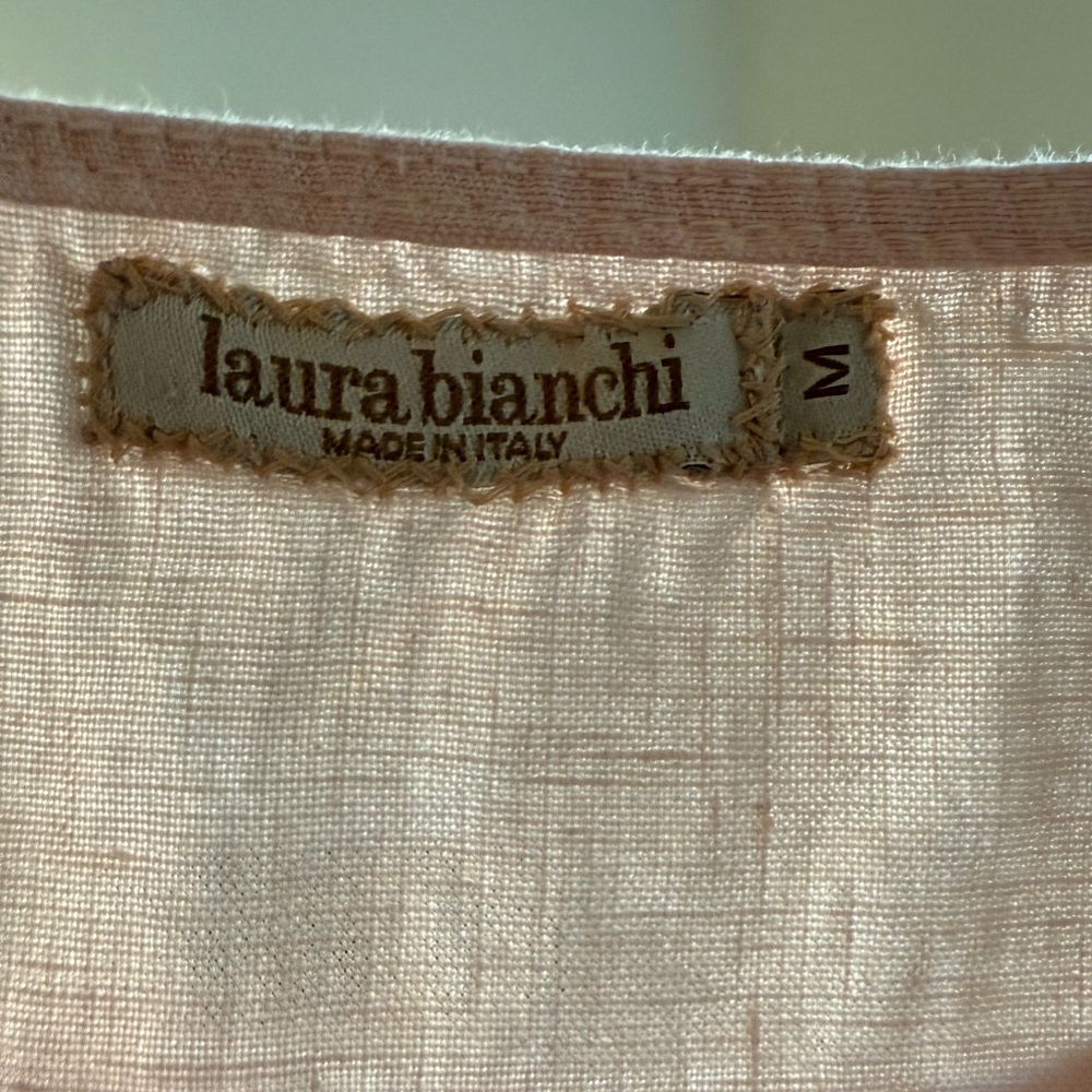 Elegant Sleeveless Blush Linen Sleeveless Top - Picture 9 of 10